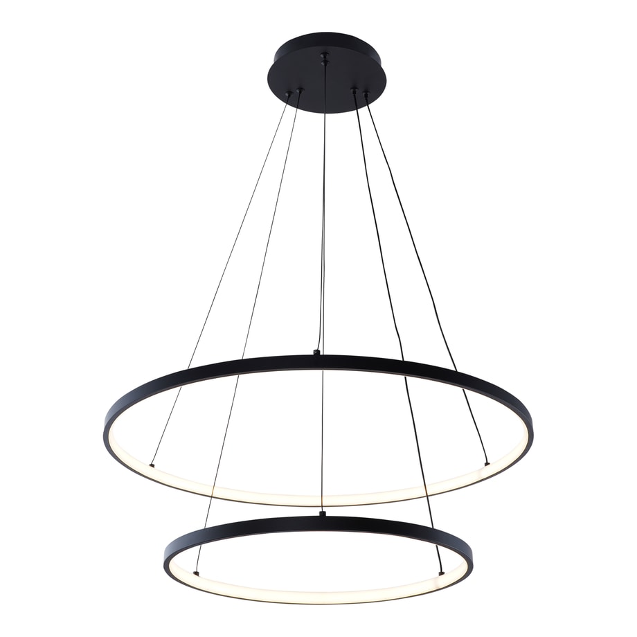 Lampa wisząca LED 2 pierścienie czarna BRENO 60 cm