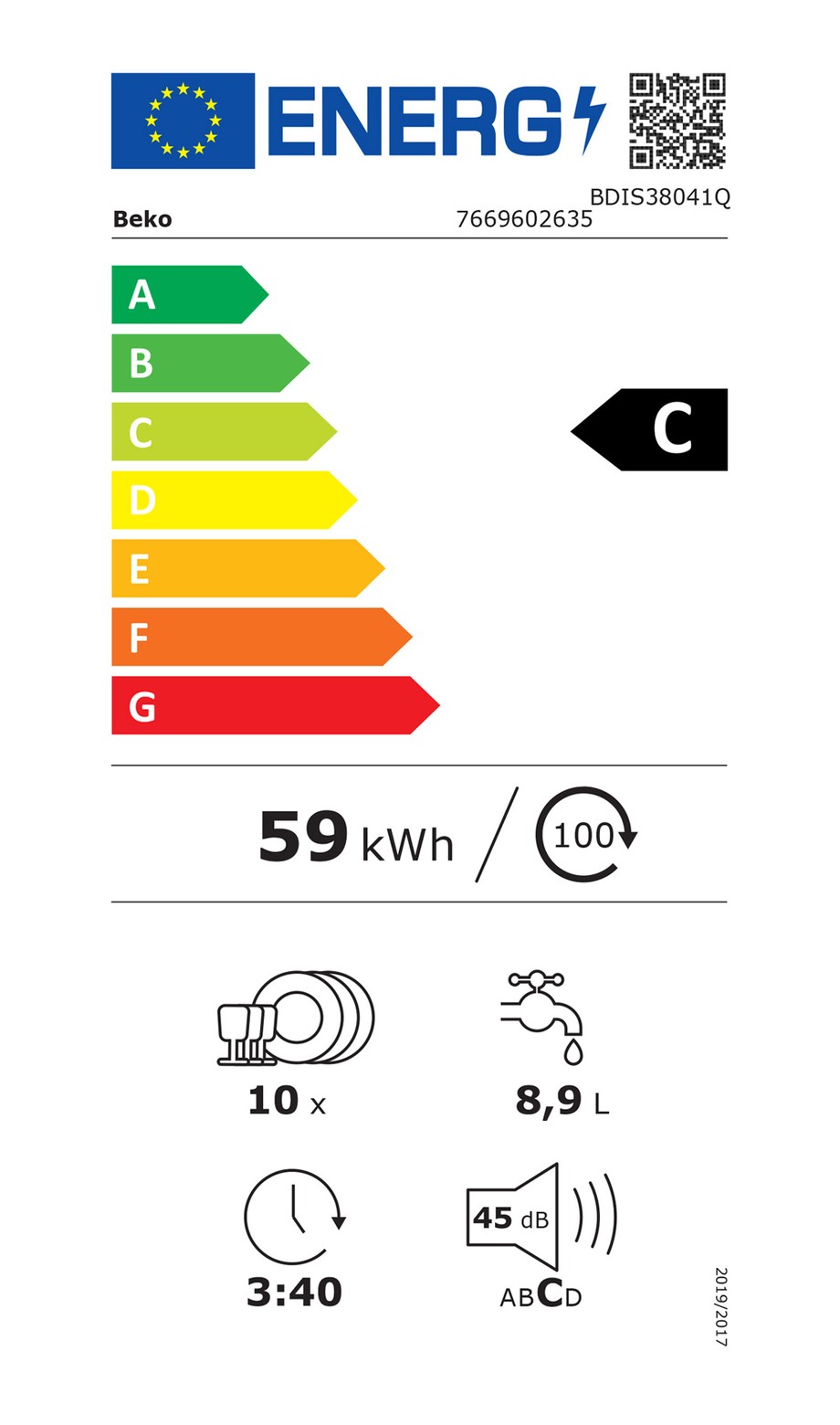 Zmywarka do zabudowy BEKO 45 BDIS38041Q