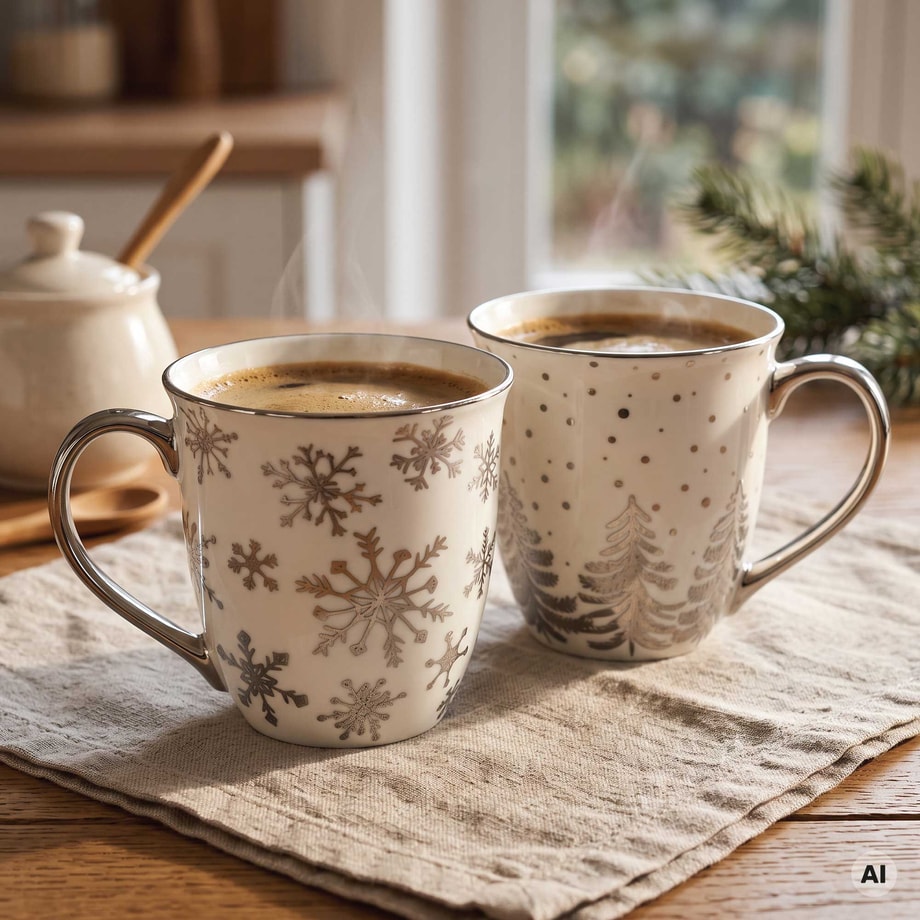 Kubek porcelanowy CHOINKA biały 610 ml