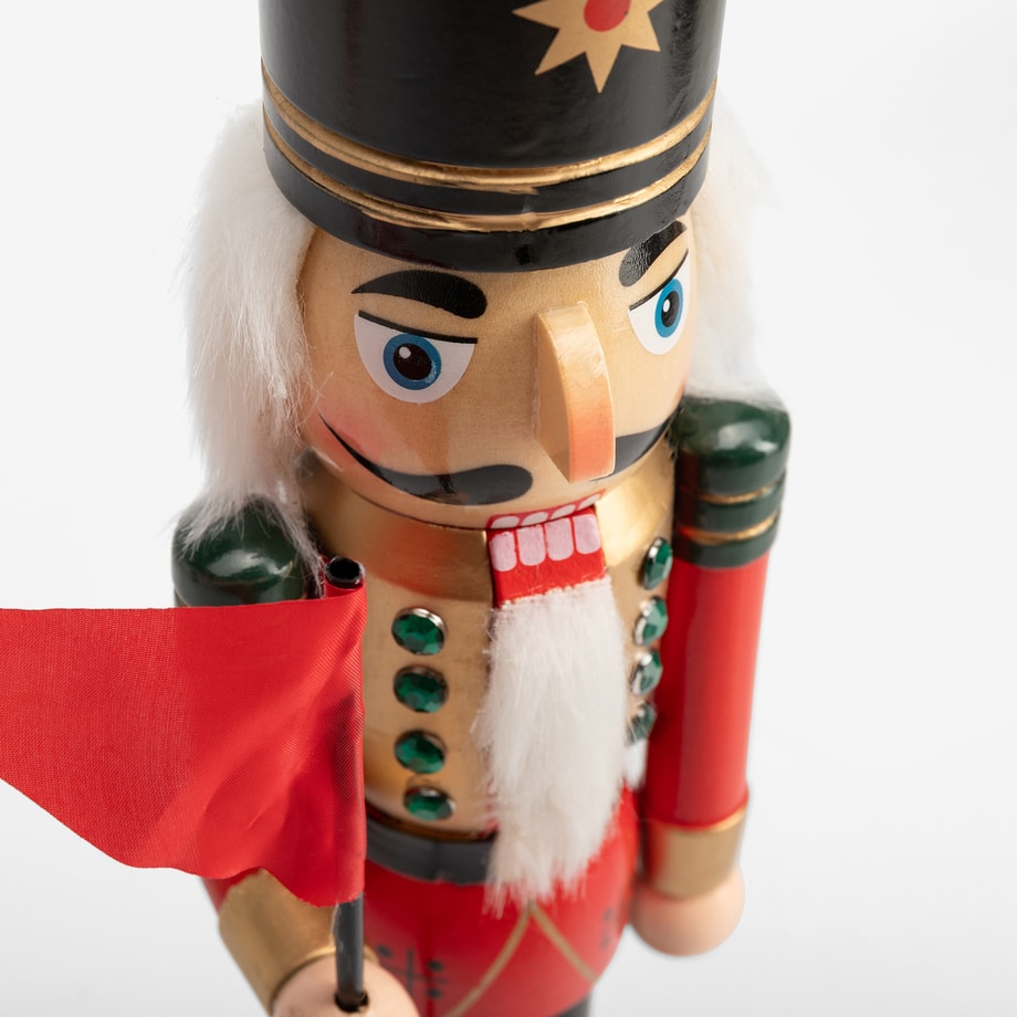 Figurka świąteczna DZIADEK DO ORZECHÓW, czerwono-zielona, 38 cm