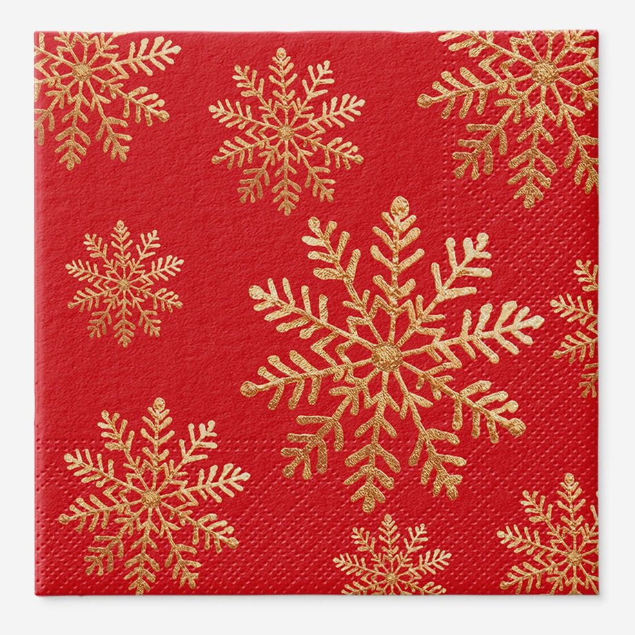 Serwetki czerwone HANDMADE SNOW 33x33 cm 20 szt. LUNCH