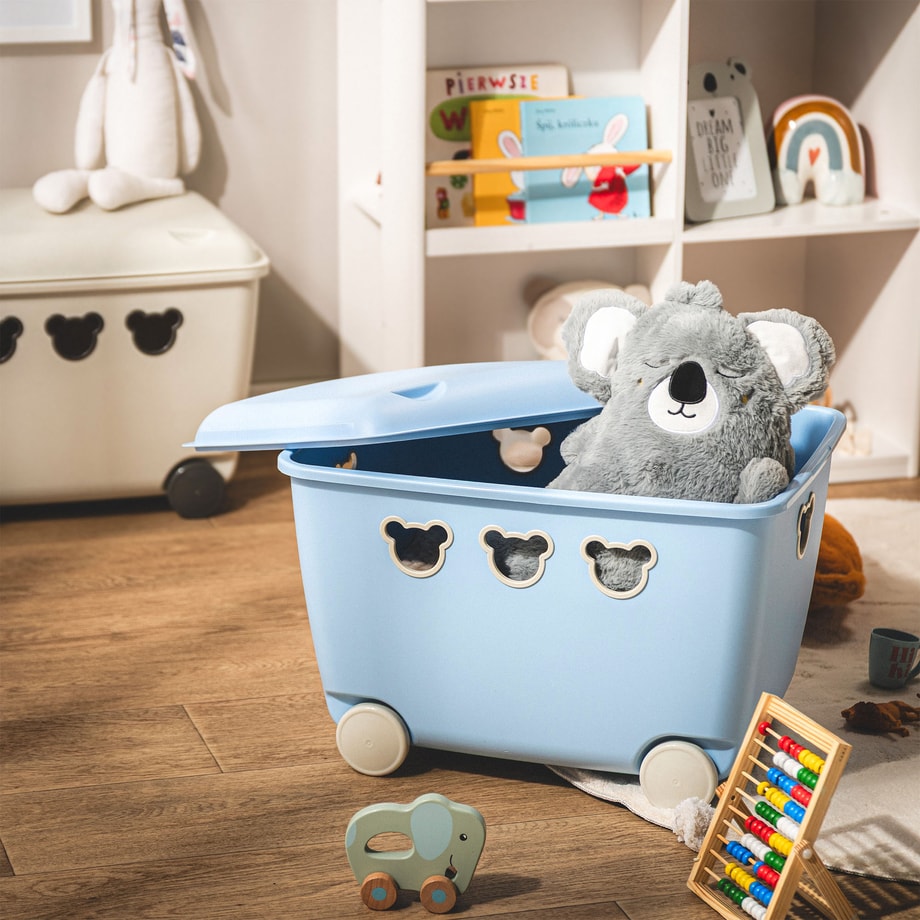 Pojemnik na zabawki niebieski z kółkami TEDDY, 55 l