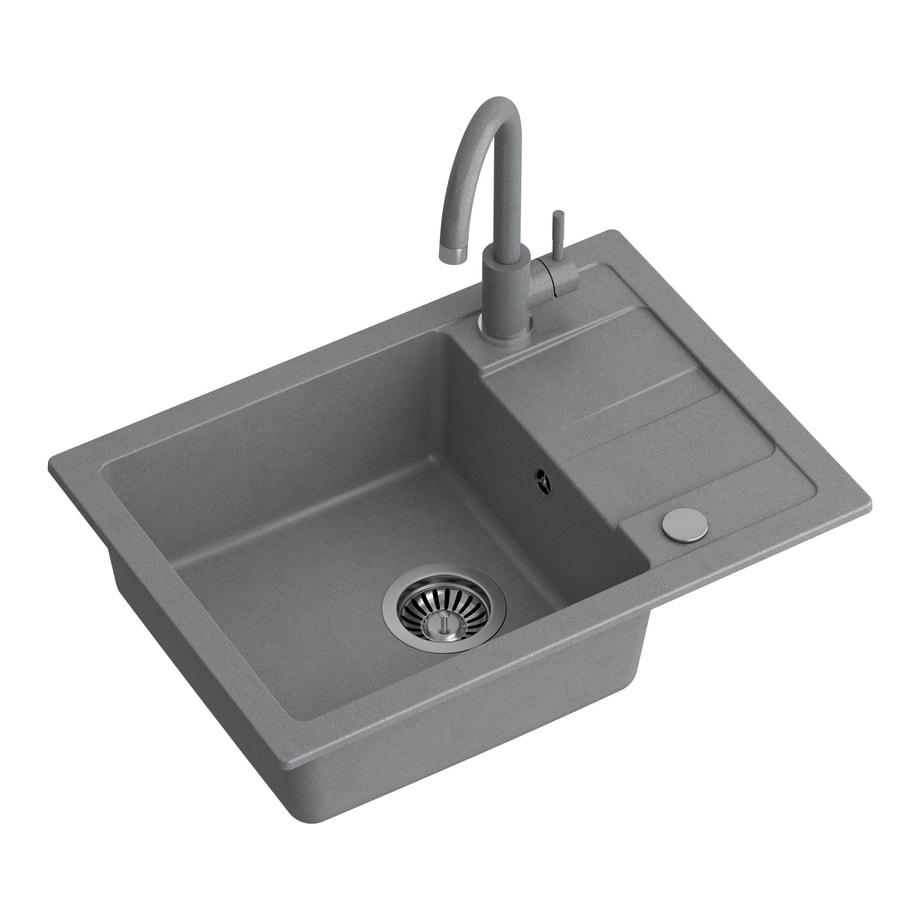 Komplet zlewozmywak QUADRON szary SMART 1K/Z/K/O 62X44 z szarą baterią
