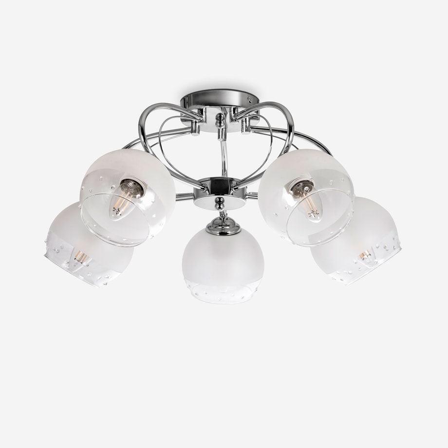 Lampa sufitowa 5 kloszy chrom fi 51 cm