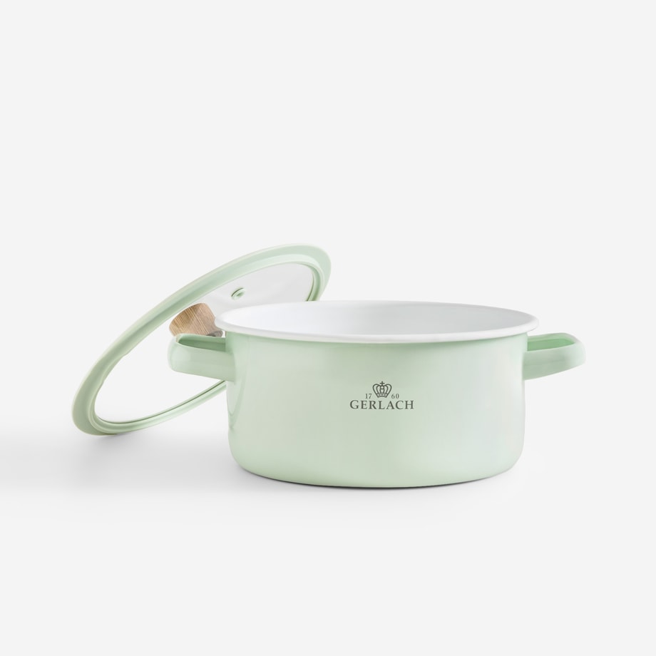 NATUR ENAMEL Garnek emaliowany miętowy 3 l