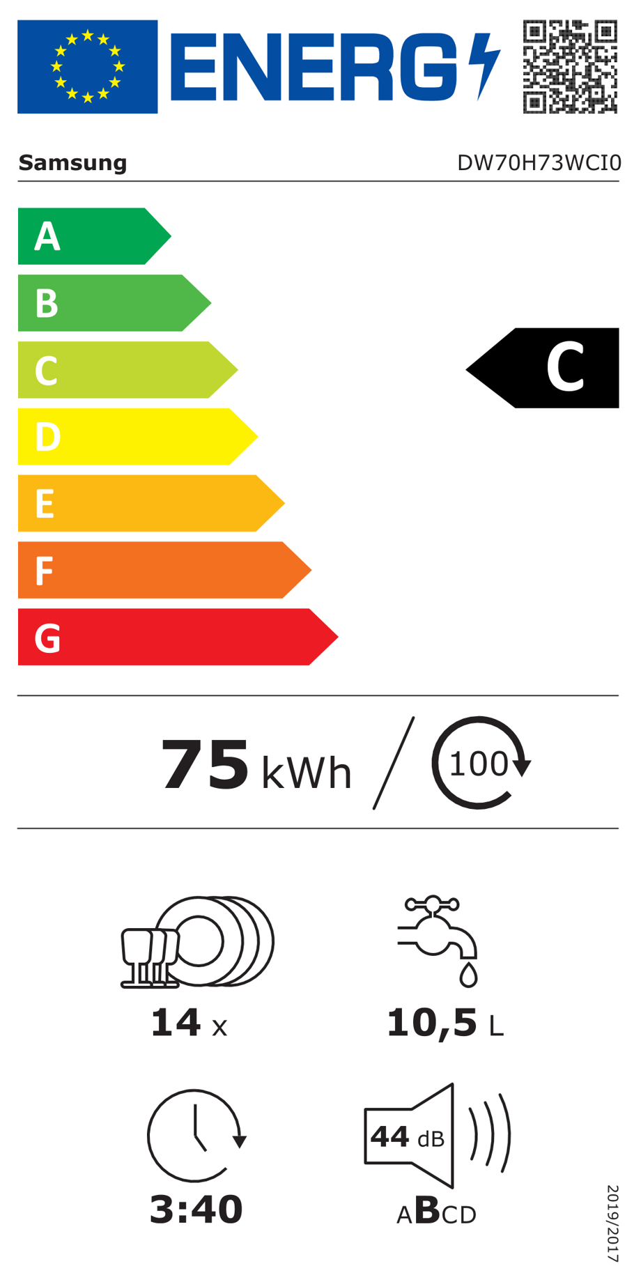 SAMSUNG 60 DW70H73WCI0U1 zmywarka do zabudowy 60 cm