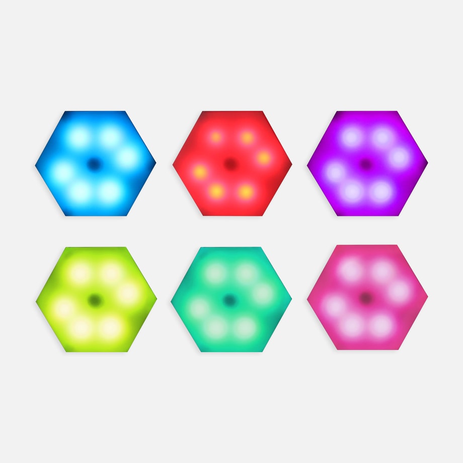 Zestaw 6 lampek gamingowych LED RGB HEXAGON z pilotem