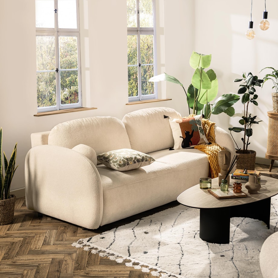 Sofa 3 osobowa rozkładana z pojemnikiem ROMA beżowa