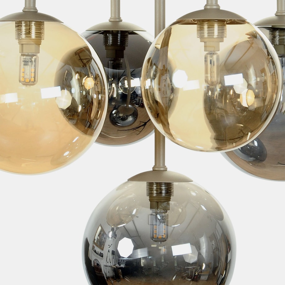 Lampa sufitowa kule 5 kloszy beżowo-szara RUMBA