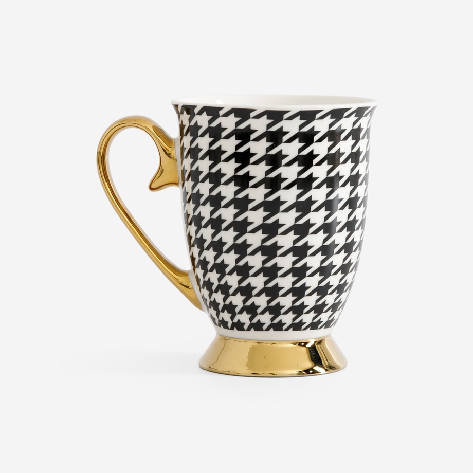 Kubek w pepitkę DIANA GOLD czarno-biały 300 ml