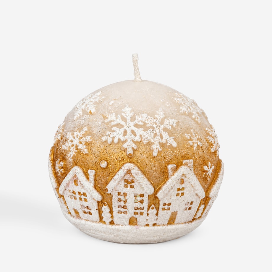 Świeca kula biało-złota 7 cm XMAS CITY