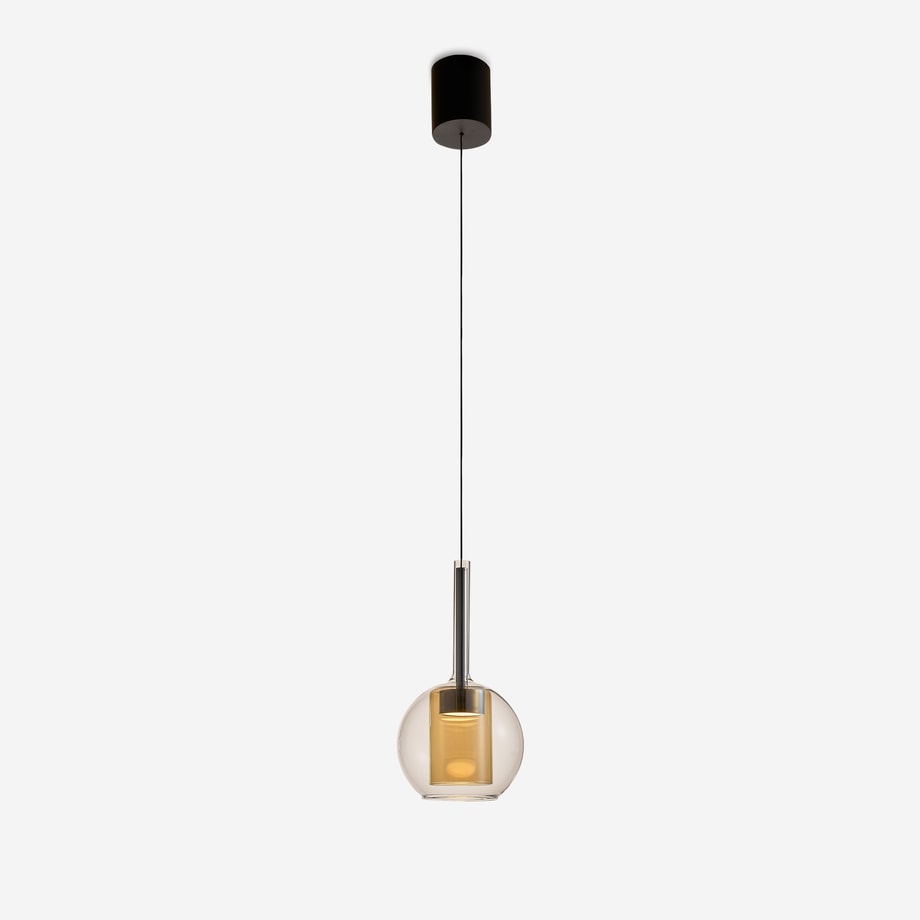 TAGNA lampa wisząca czarna pojedynczy przydymiony klosz
