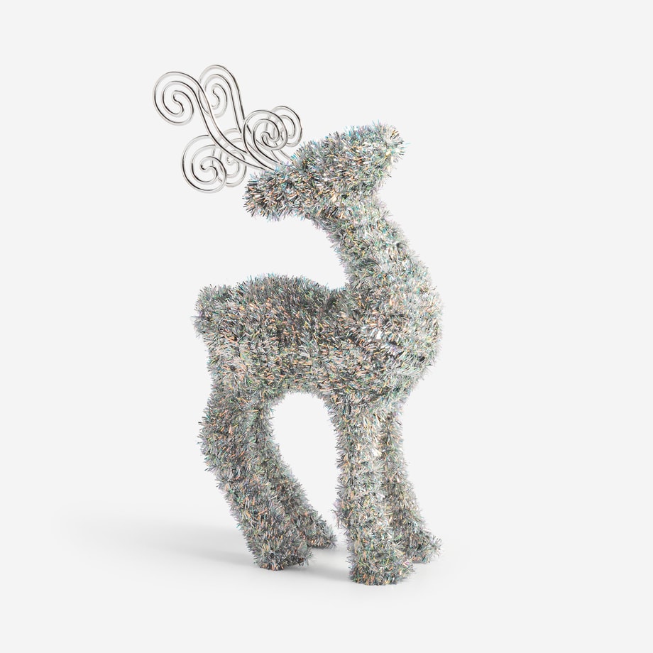 Renifer świąteczny srebrny, wys. 41,5 cm