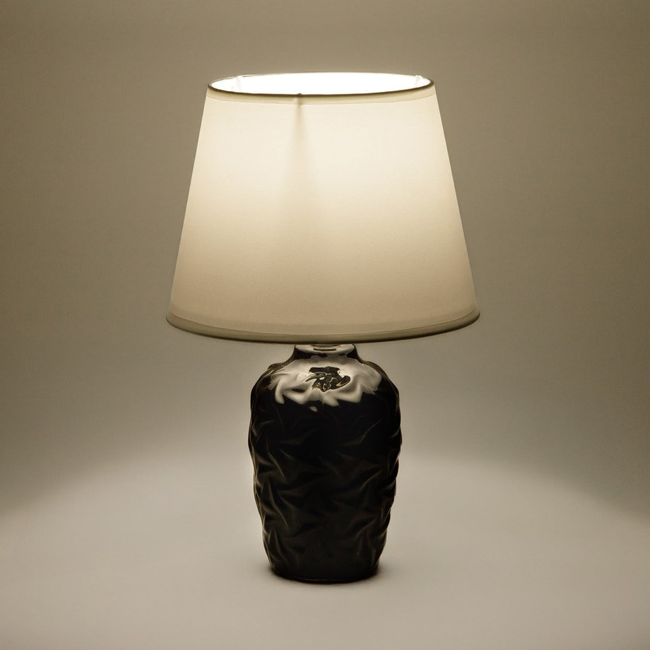 Lampa stołowa z abażurem czarn-biała 31,5 cm