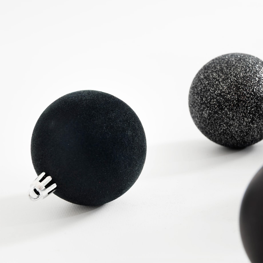 Bombki choinkowe, fi 6 cm, czarne, 16 szt.