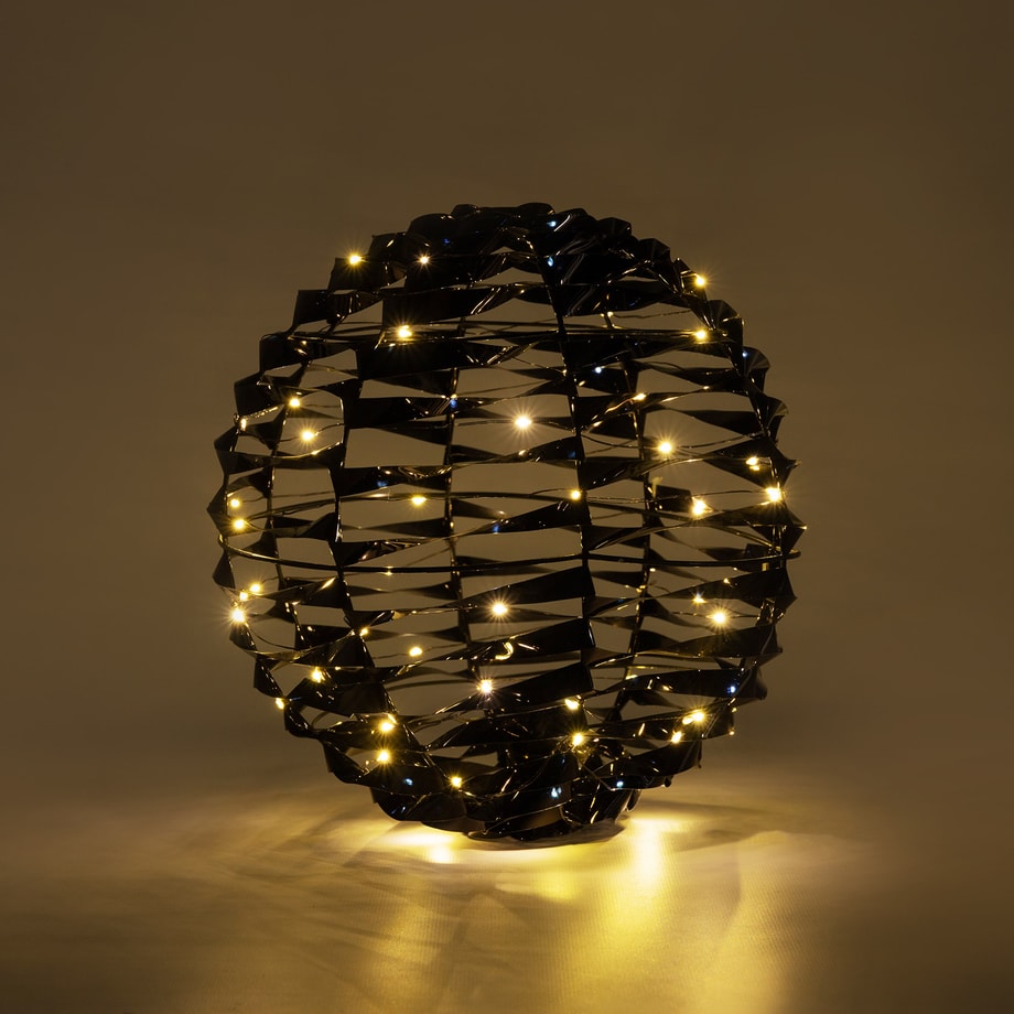 Dekoracja LED czarna kula 25 cm