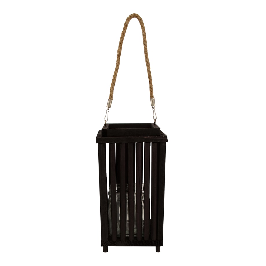 Latarenka drewniana czarna 21 cm