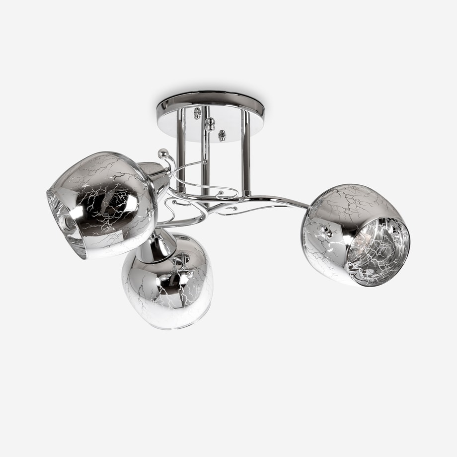 Lampa sufitowa 3 klosze chrom fi 44 cm