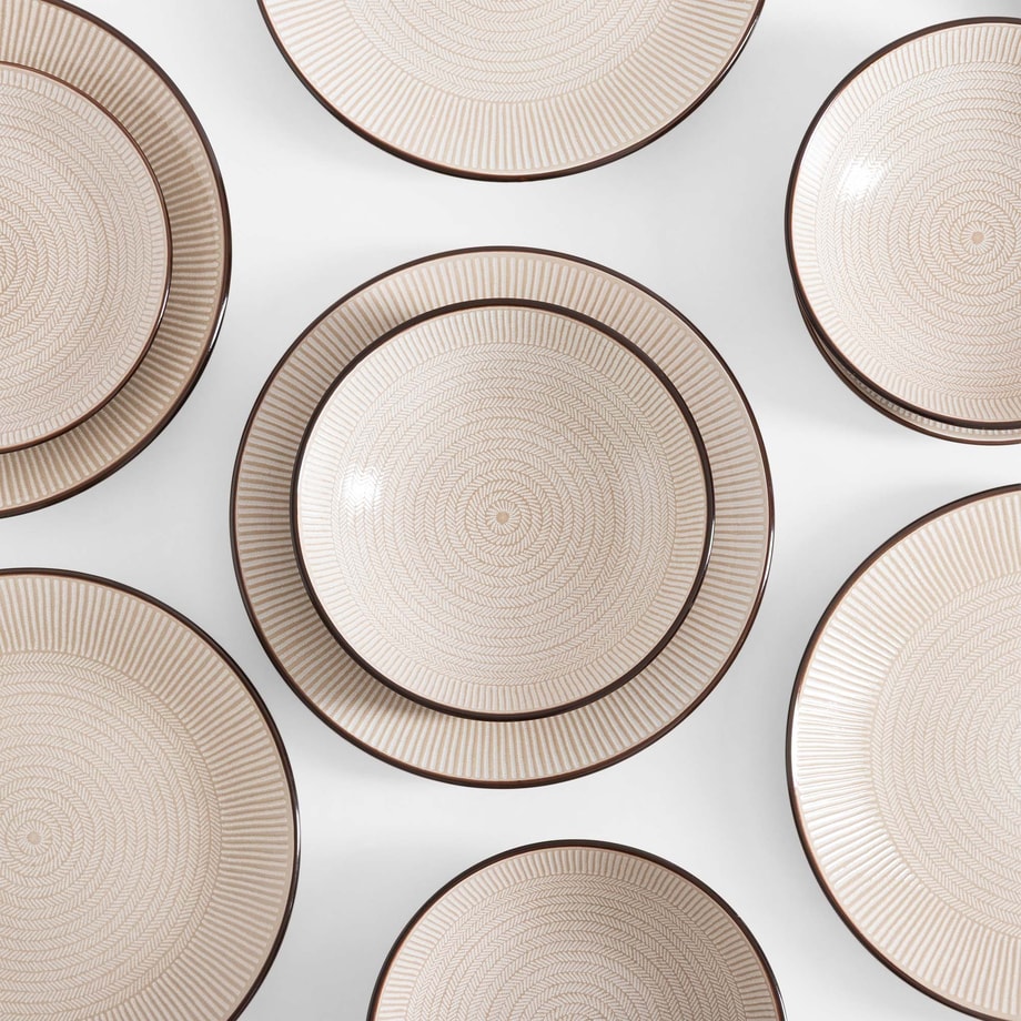 LINEA Komplet talerzy obiadowych ceramicznych 18 elementów