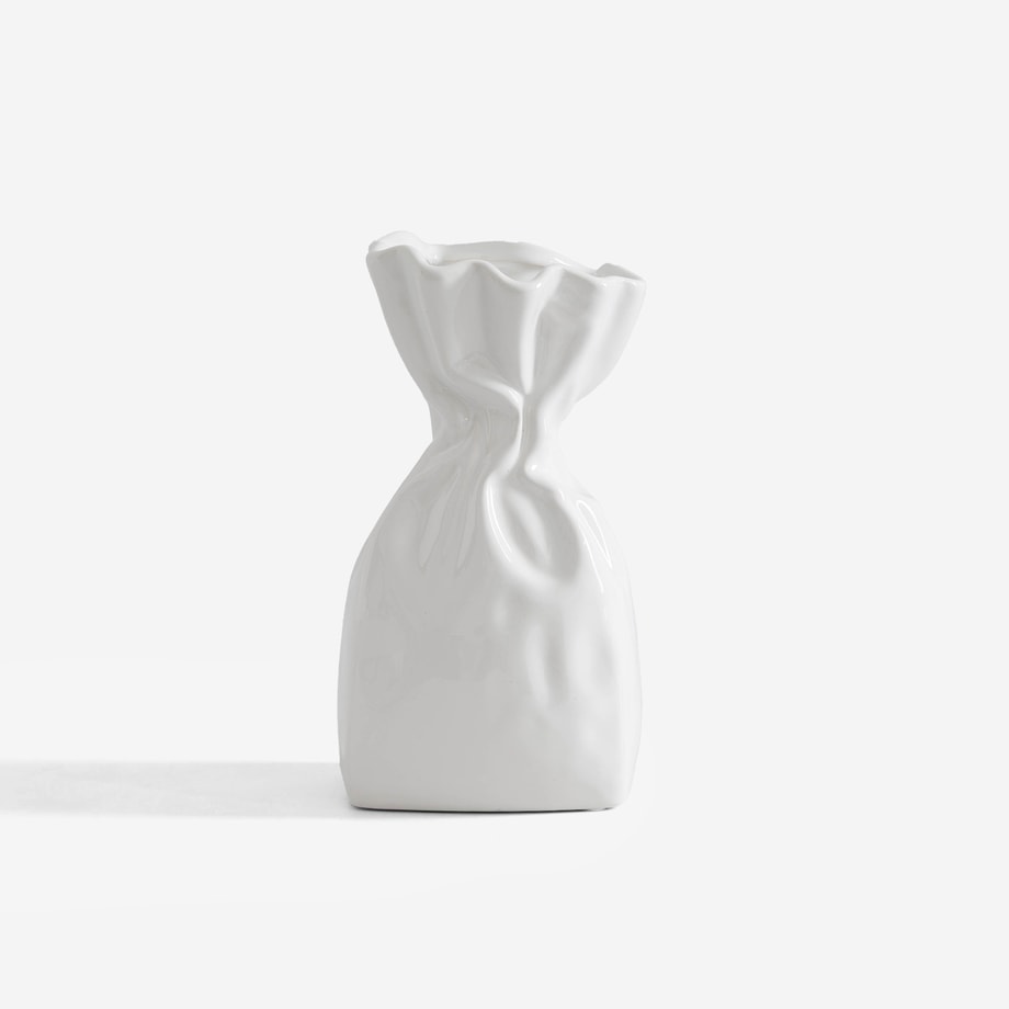 Wazon w kształcie worka biały 24 cm