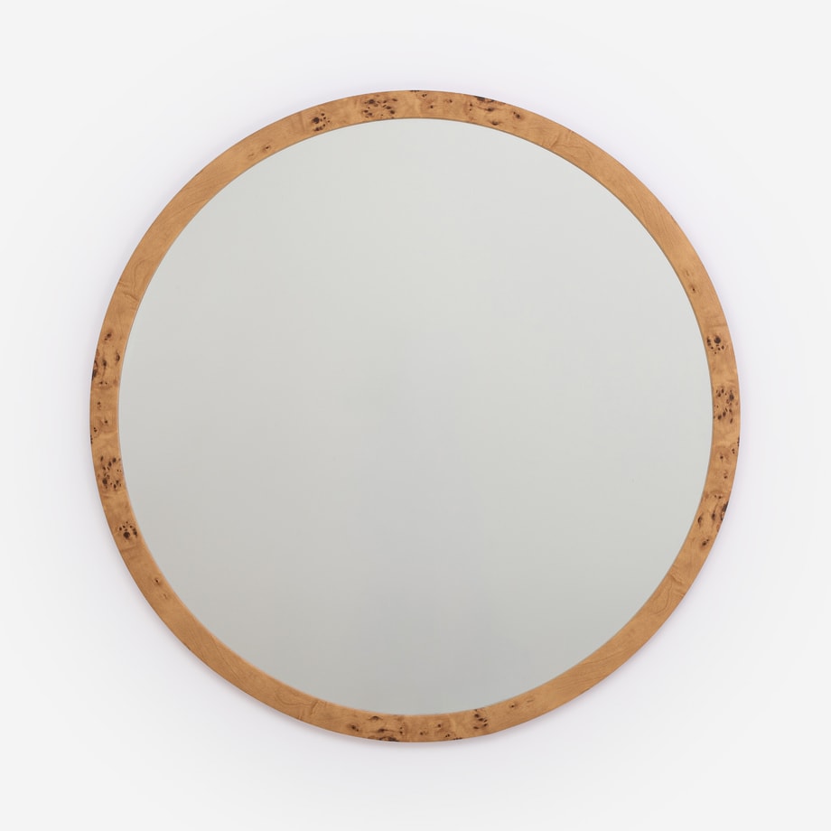 Lustro w ramie, w kolorze drewna śr. 60 cm