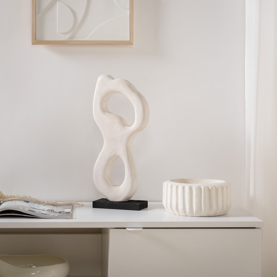 Patera dekoracyjna żłobiona biała 20 cm