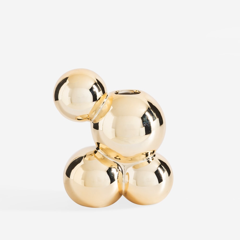 Wazon ceramiczny, złoty, 18 cm
