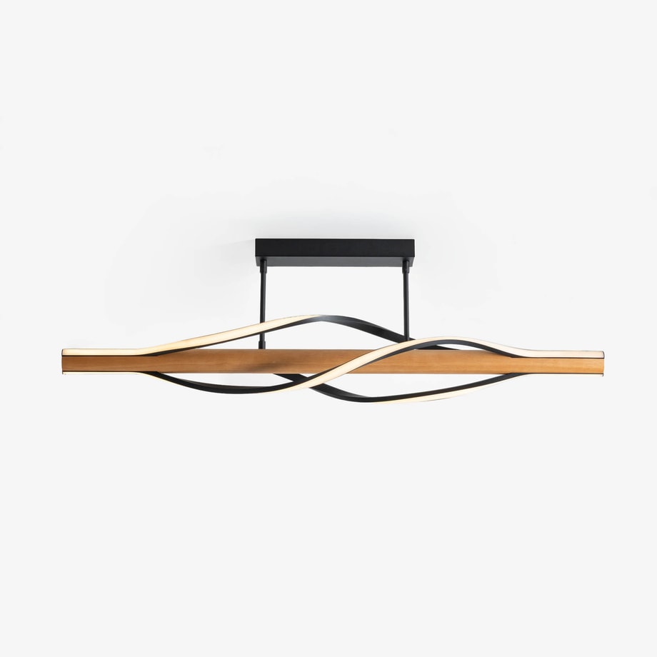 Lampa sufitowa LED drewniana czarna BAEZ