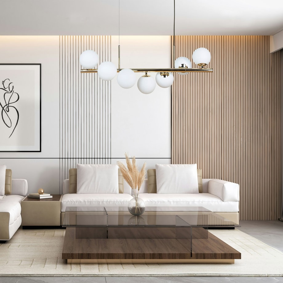 Lampa wisząca kule 7 kloszy złota DRUM