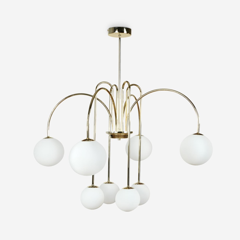 Lampa sufitowa 8 kulistych kloszy złota ALEXA 