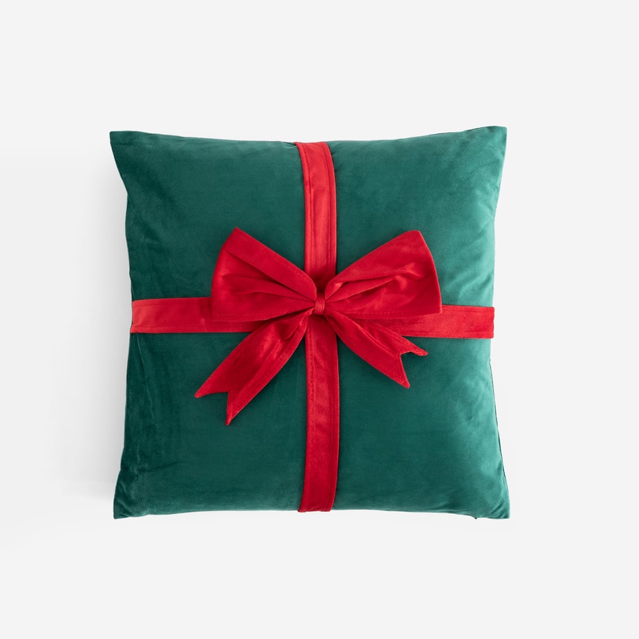 Poduszka z kokardą zielona GIFT 45x45 cm
