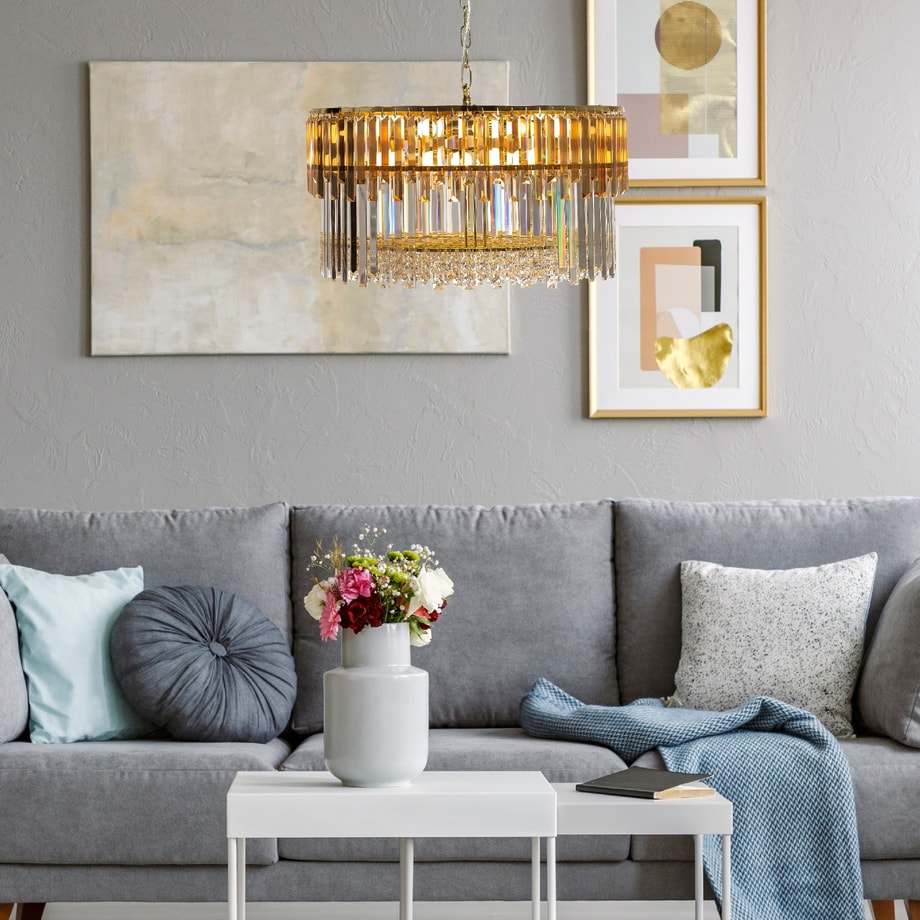 Lampa wisząca glamour złota CAMILLE 60 cm