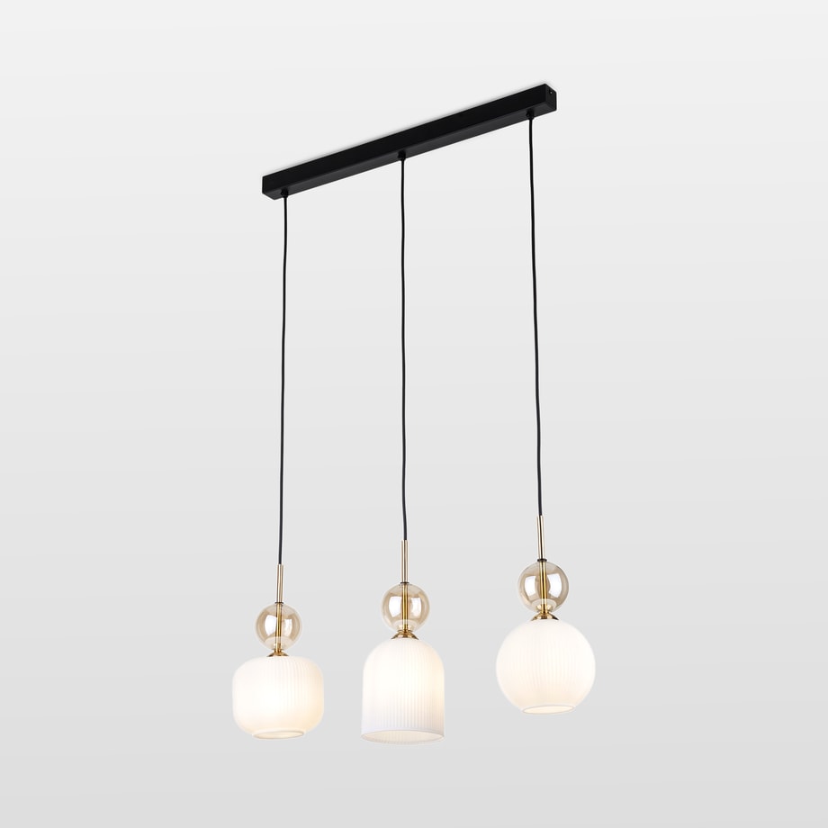 Lampa wisząca biało-czarna z 3 kloszami SOPHIA