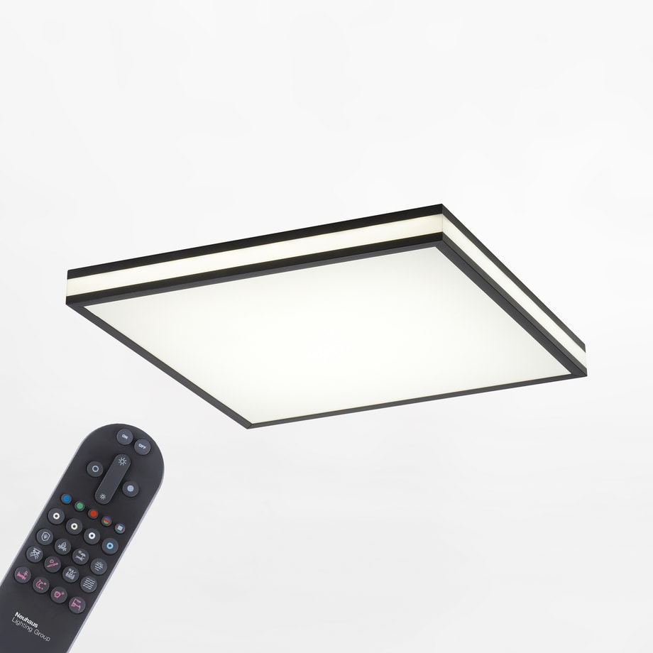 Plafon LED RGB czarny MARIO z pilotem 46,5x46,5 cm