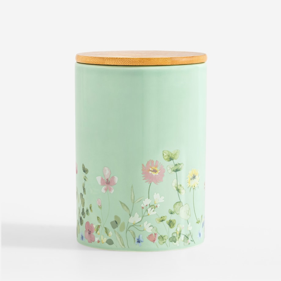 Pojemnik ceramiczny z bambusową pokrywą miętowy