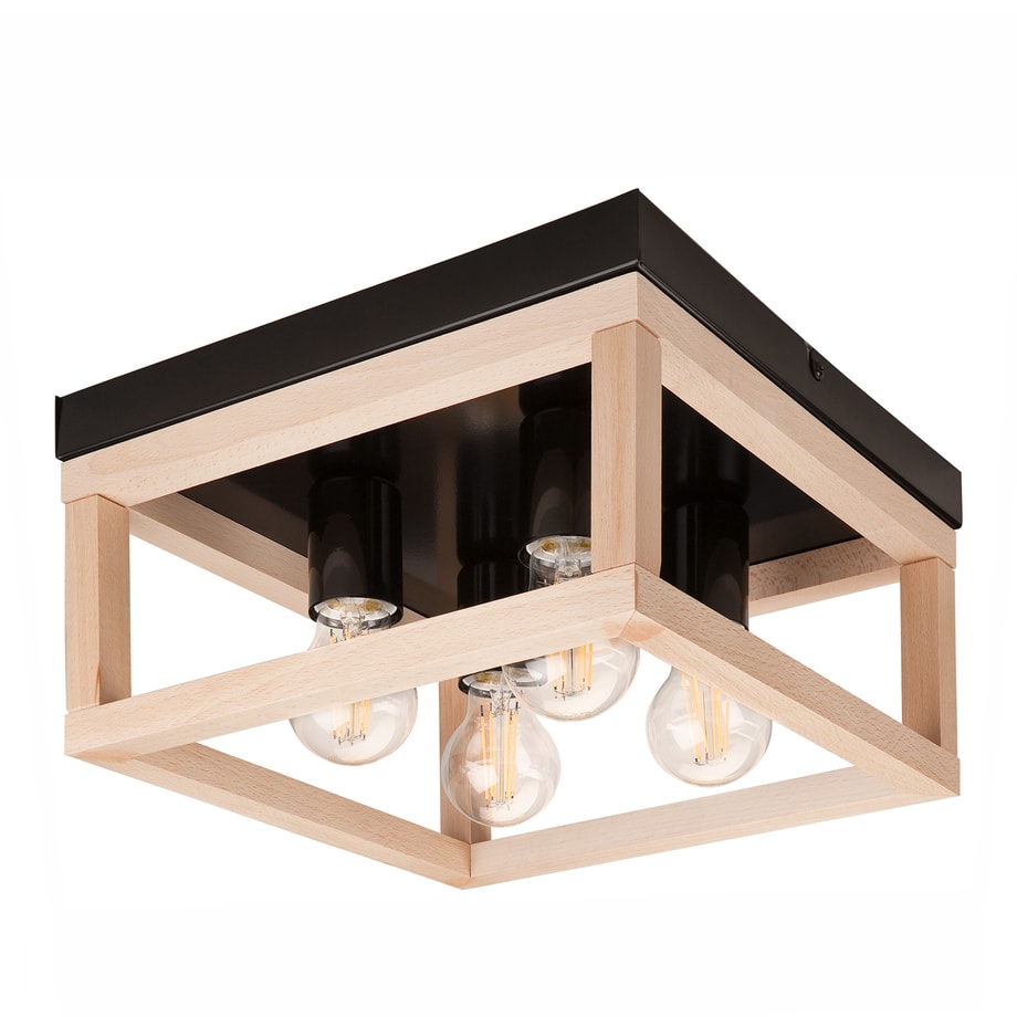 Lampa sufitowa drewno czarna VILLY 4