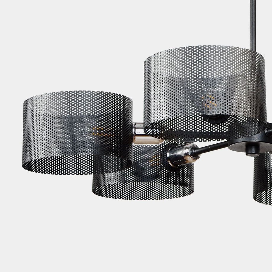Lampa wisząca z 6 kloszami czarna MIKO