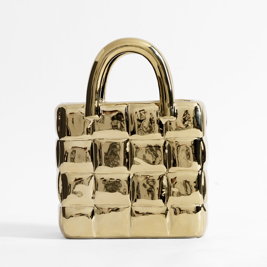 Wazon w kształcie torby złoty 23 cm