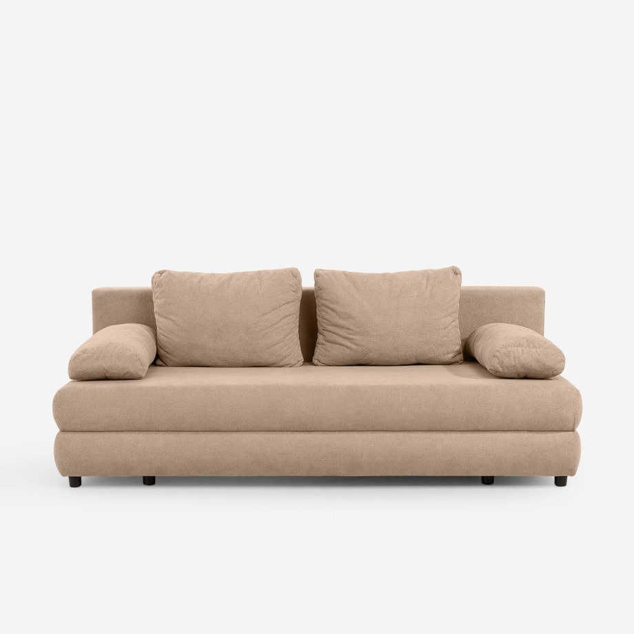 Sofa 3-osobowa rozkładana beżowa CAMILA
