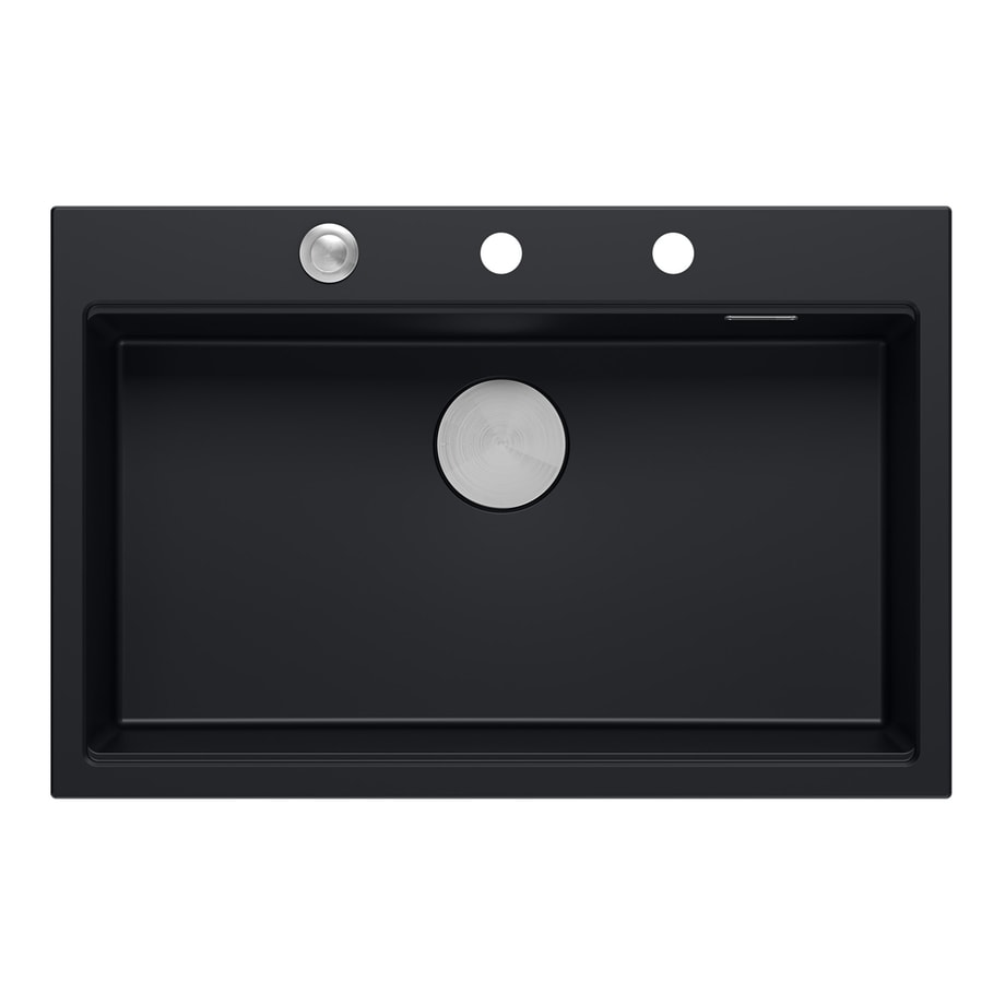 Komplet zlewozmywak QUADRON czarny MASTER BASE 1K 76x50 cm z akcesoriami