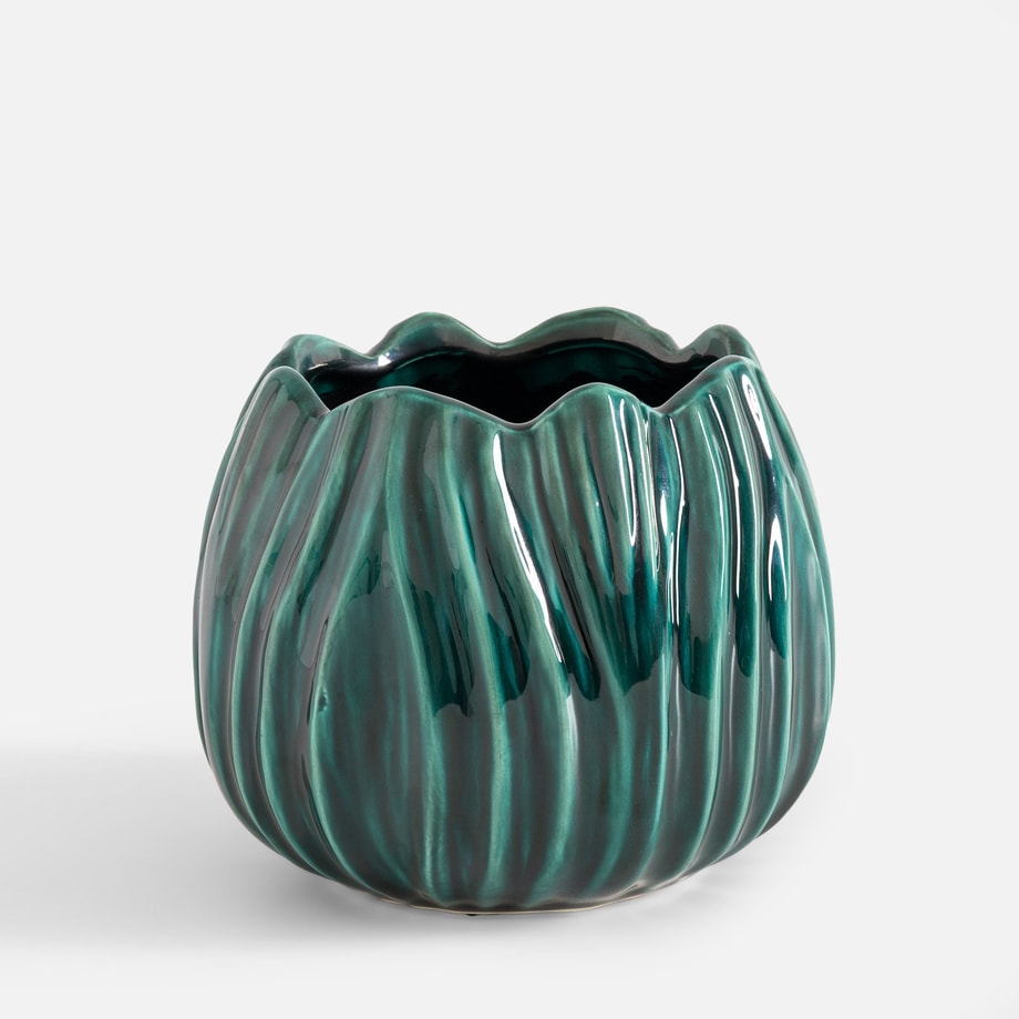 Osłonka na doniczkę, zielona, 17 cm