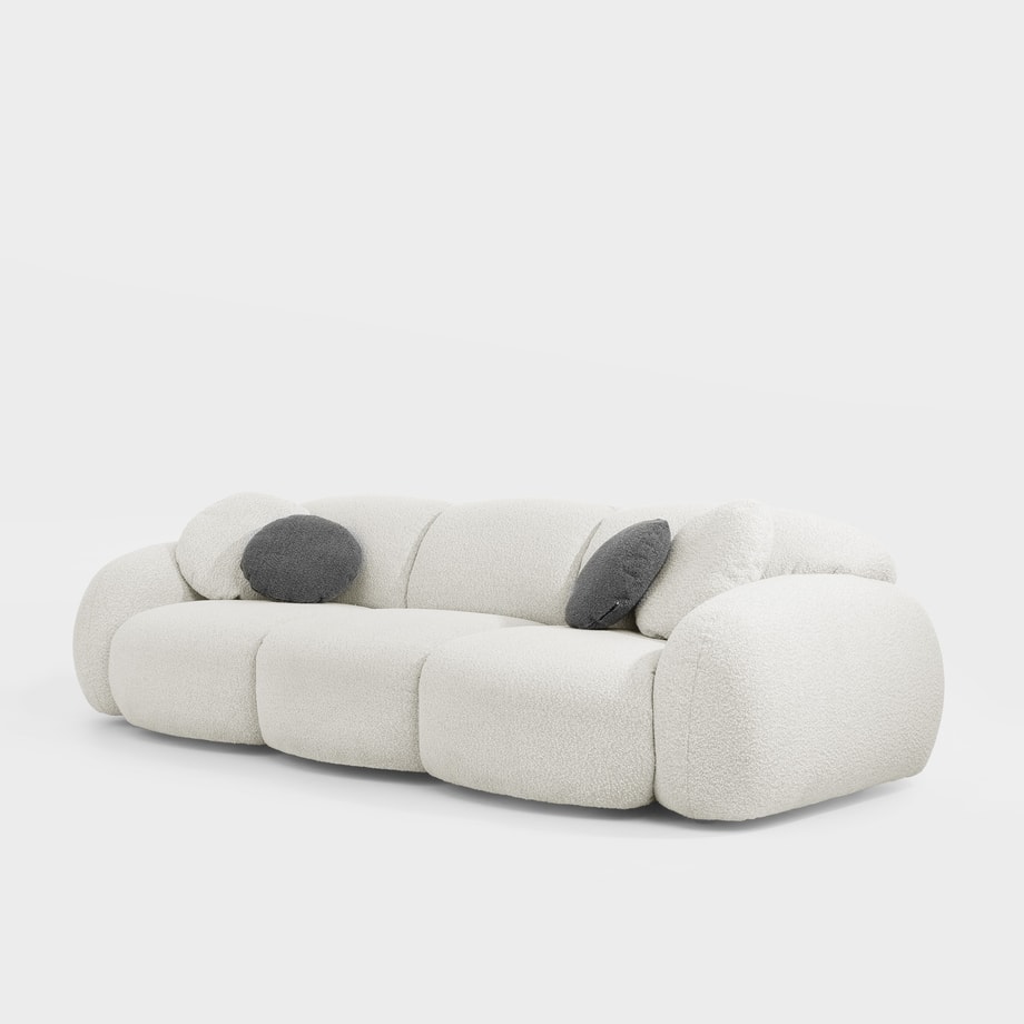 Sofa z poduszkami kremowo-szara GLOBE