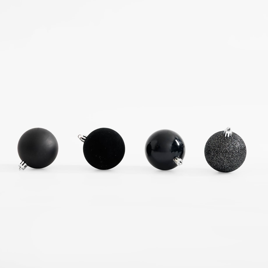 Bombki choinkowe, fi 6 cm, czarne, 16 szt.