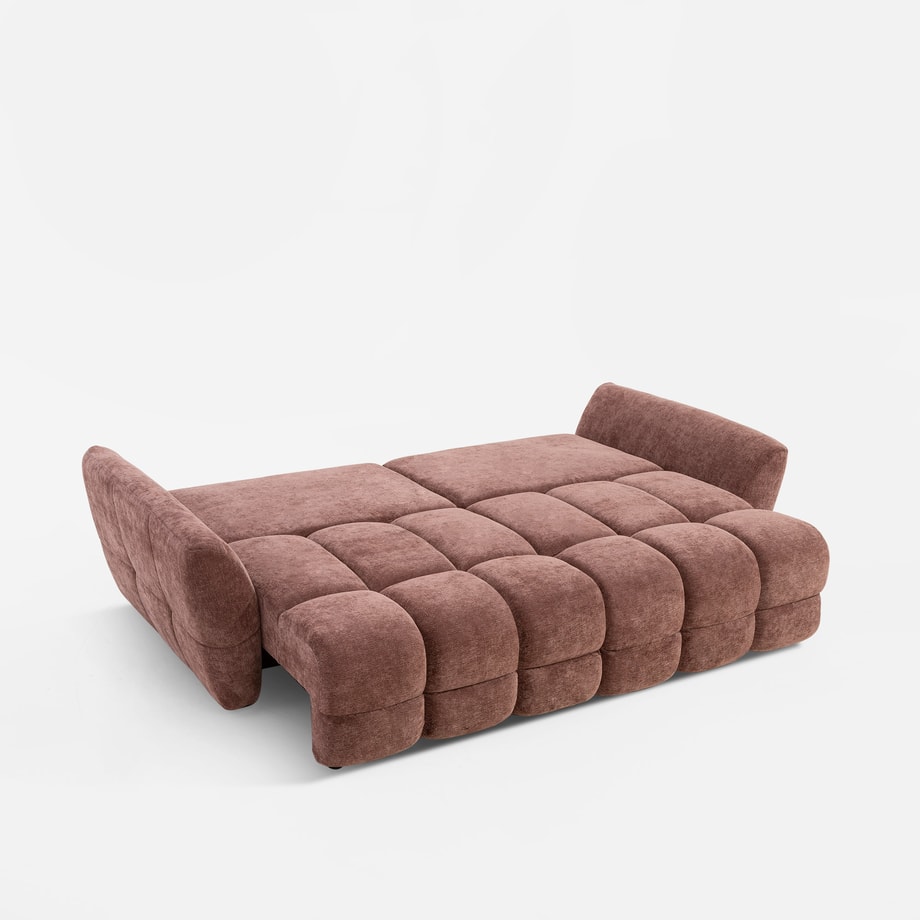 MOMA sofa 3-osobowa rozkładana pikowana brązowa