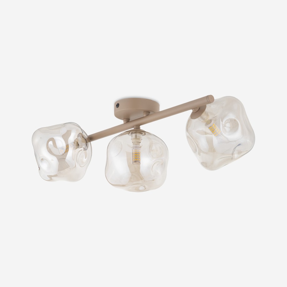 Lampa sufitowa z 3 kloszami bursztynowa LAVA
