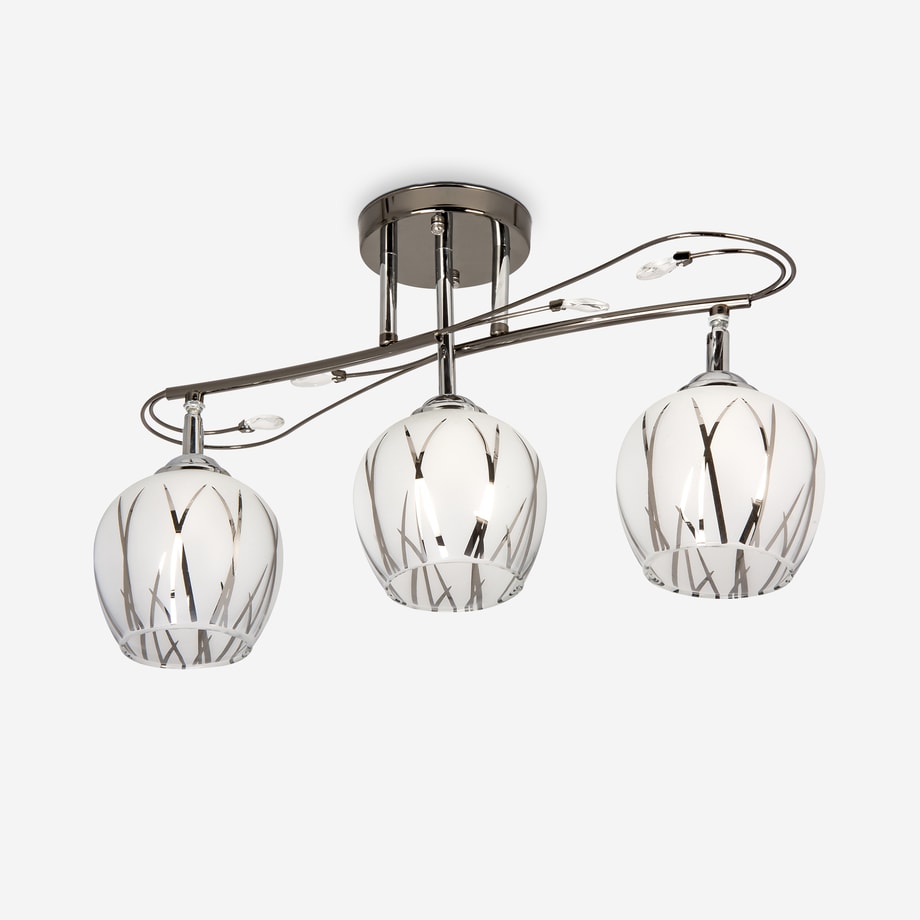 Lampa sufitowa chrom 3 klosze opal 52 cm