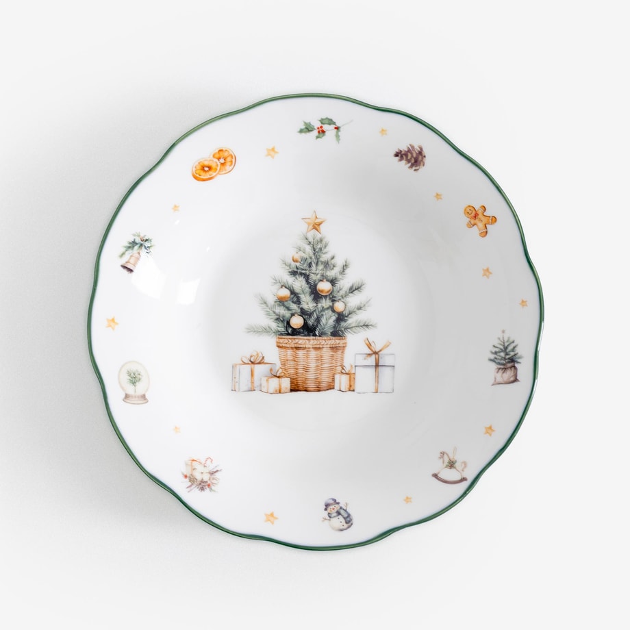 Talerz głęboki porcelanowy z choinką 22 cm CHRISTMAS TREE