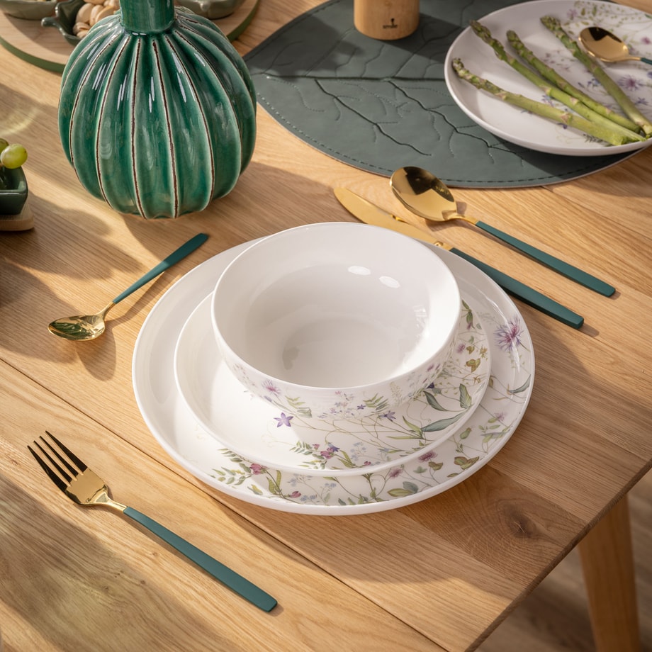 Komplet sztućców NOBLE GOLD GREEN, 24 elementy