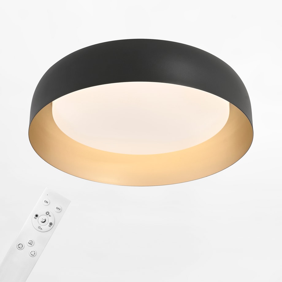 Plafon LED czarno-złoty OSKO z pilotem fi 40 cm