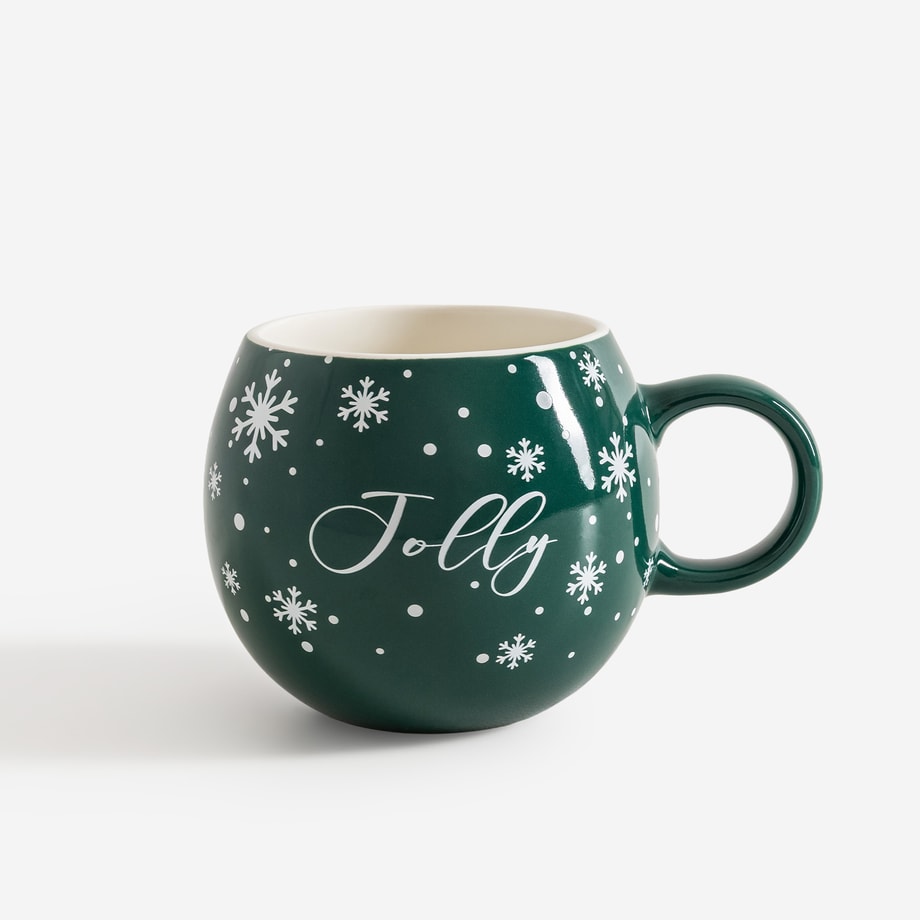 Kubek świąteczny Jolly porcelanowy zielony 470 ml